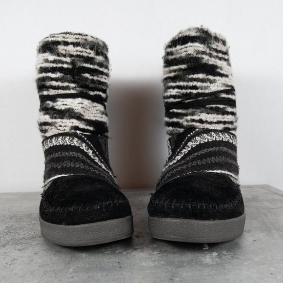 Toms Nepal Woven Faux Fur Lined Boots Leather Suede 9 - Picture 2 of 7